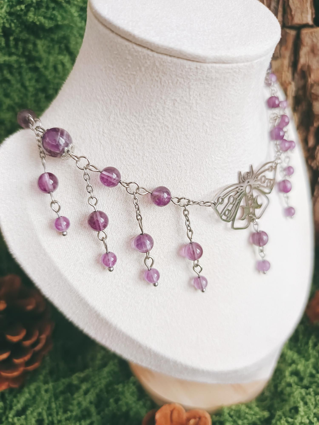 COLLIER - FLY ME TO THE MOON (argenté/améthyste)