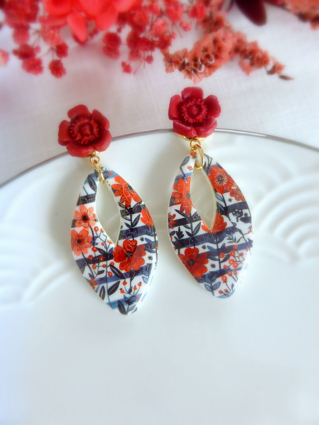 Boucles d'oreilles gouttes - Fleurs de Feu