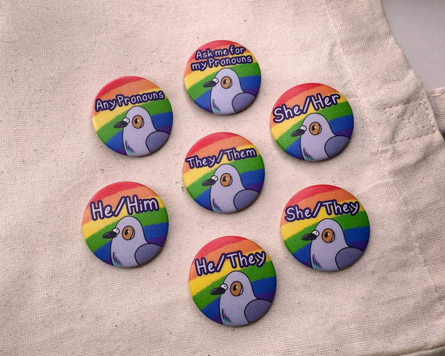 Pronoun Pride Buttons