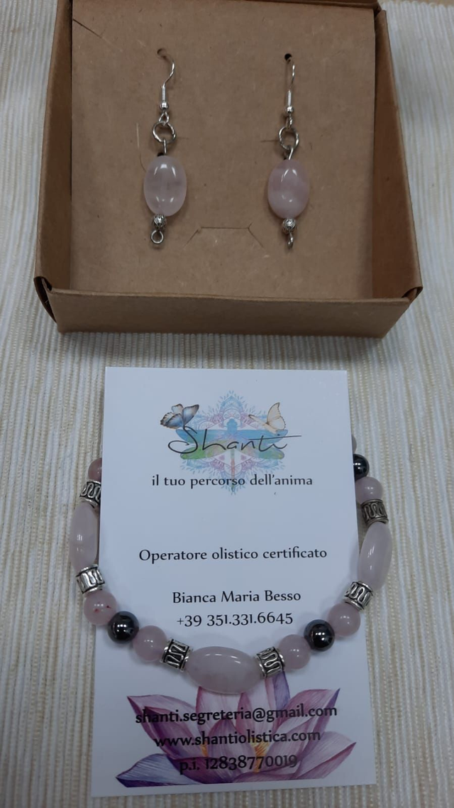 Parure donna quarzo rosa