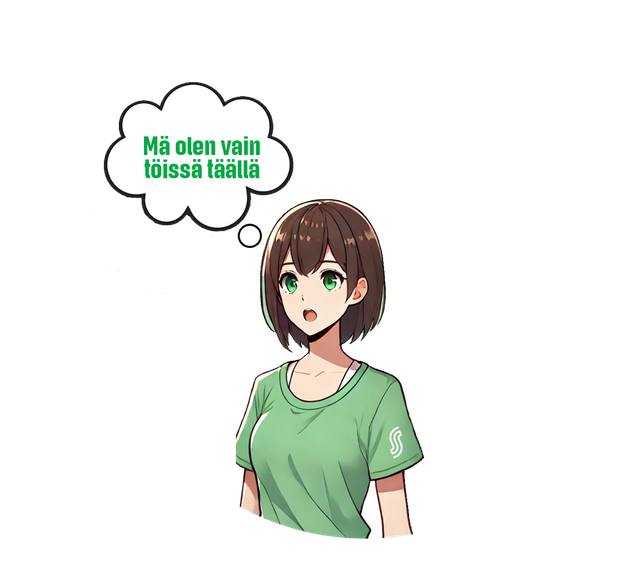 ”Mä olen vain töissä täällä” -tarra