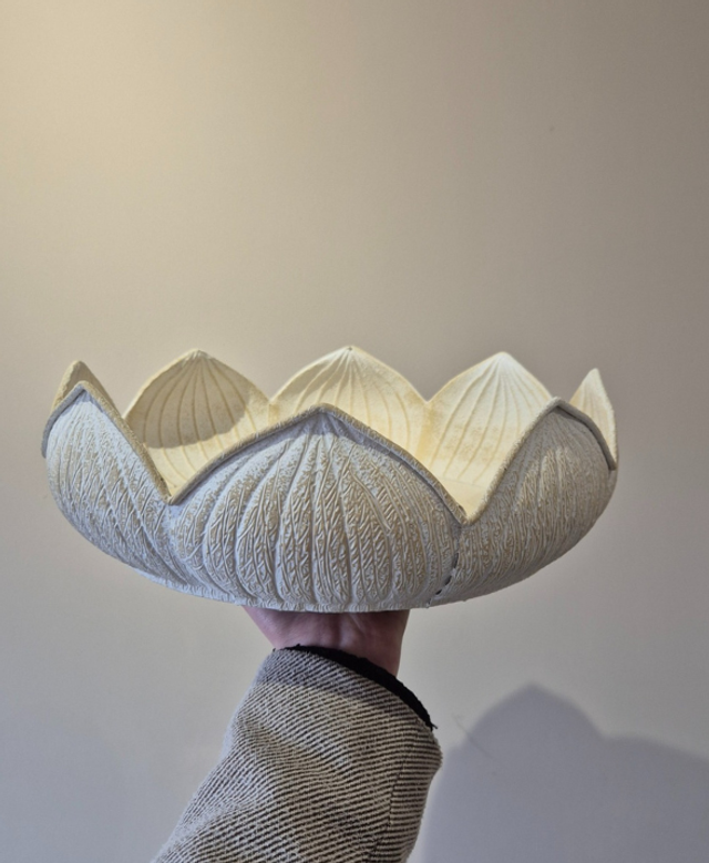 Plateau bloem wit\ecru S