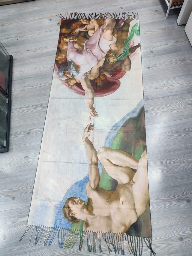 Stola La creazione di Adamo di Michelangelo Buonarroti double face