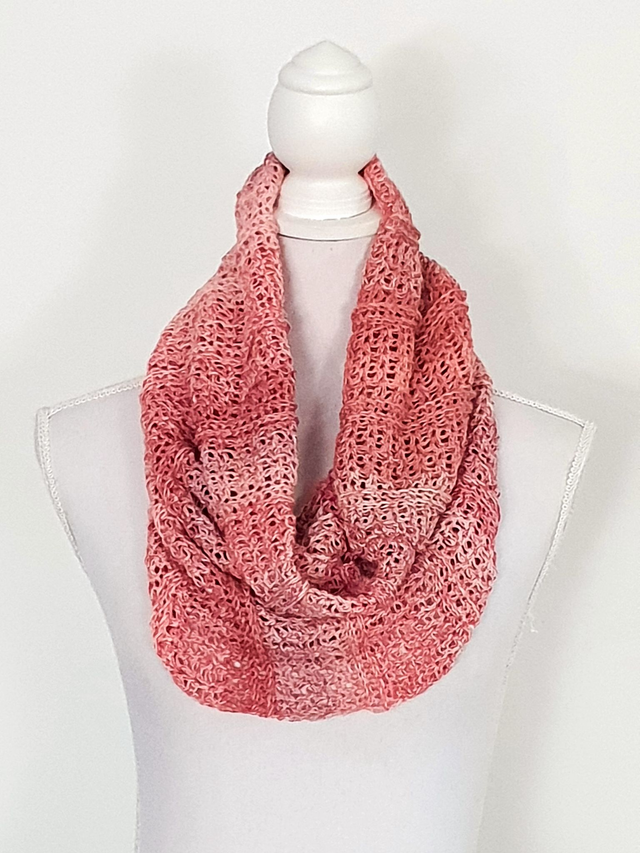 Col sjaal gehaakt - handgemaakt roze zalm rood katoenen zomersjaal