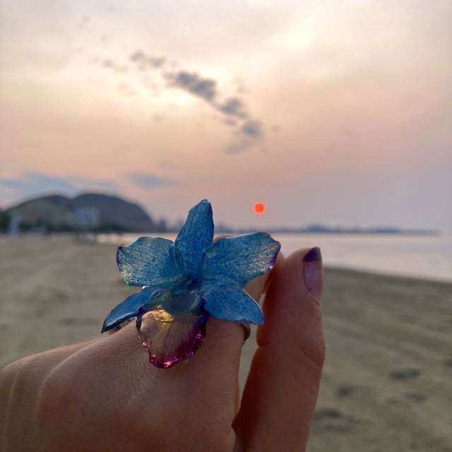 Blue Dendrobium Orchid ring