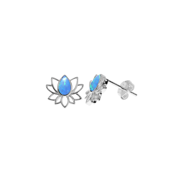 Lotus Flower Opalique Stud Earrings