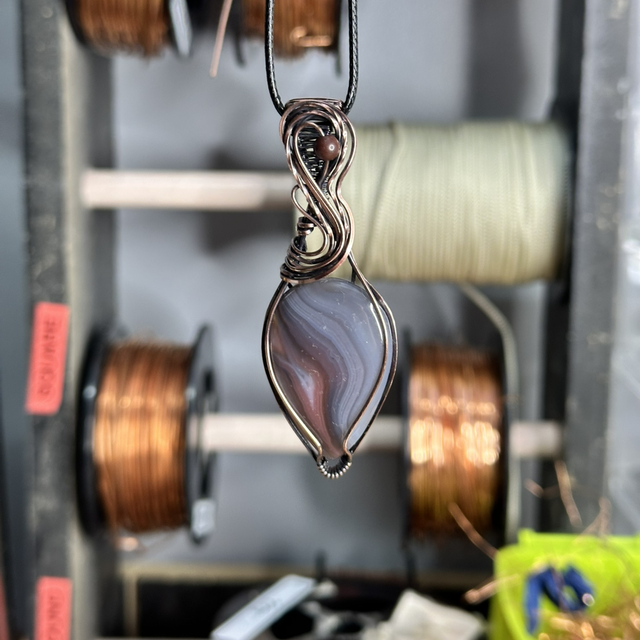 Botswana Agate pure copper wrapped pendant 