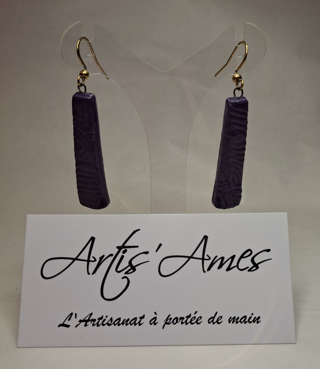 Boucles d'oreilles longues Empreintes violettes