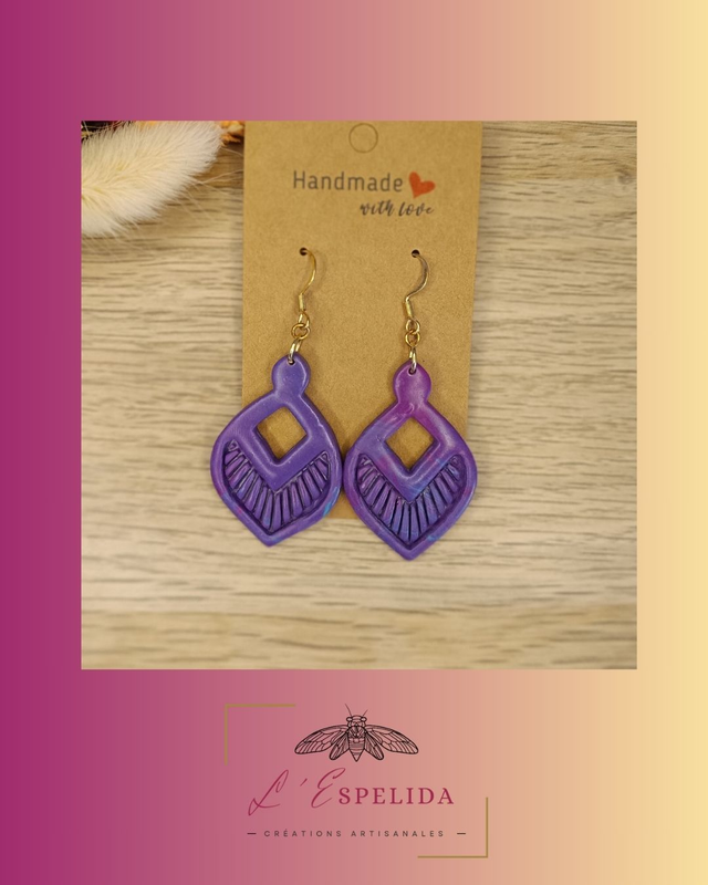 Flabellums violets nuances de bleus avec crochets