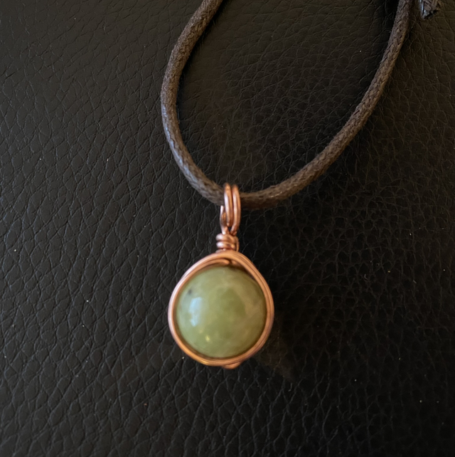 Peridot Copper Wrapped Necklace