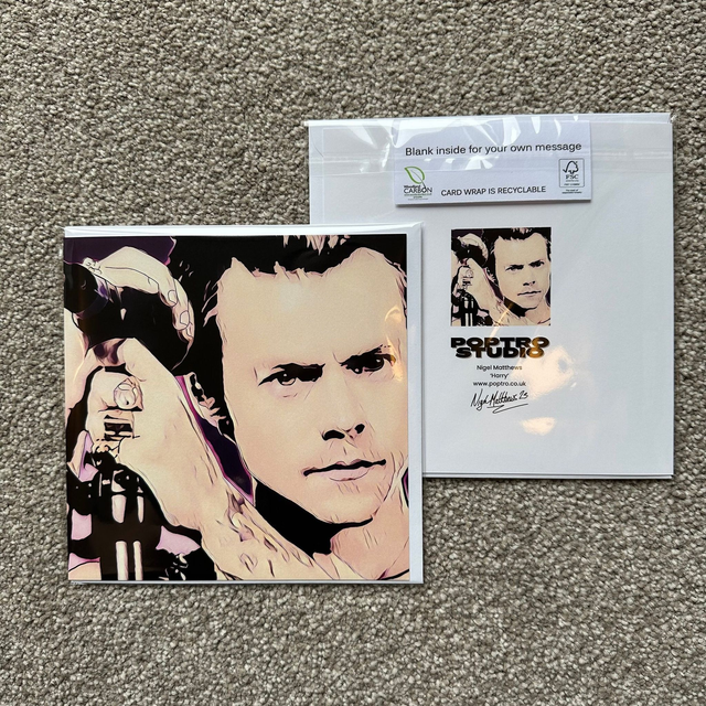 Harry Styles - Single Square Pop Art Greetings Card, White Envelope, Blank Inside, Recyclable Wrap, Professionally Printed.