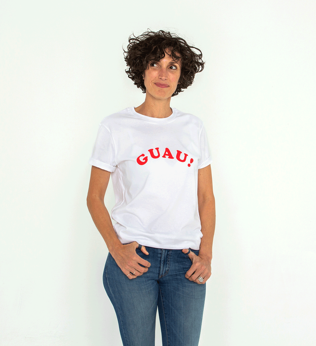 Camiseta blanca unisex modelo GUAU