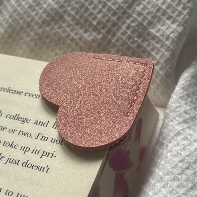 Personalised Leather Heart Bookmark | Peach | Engraved