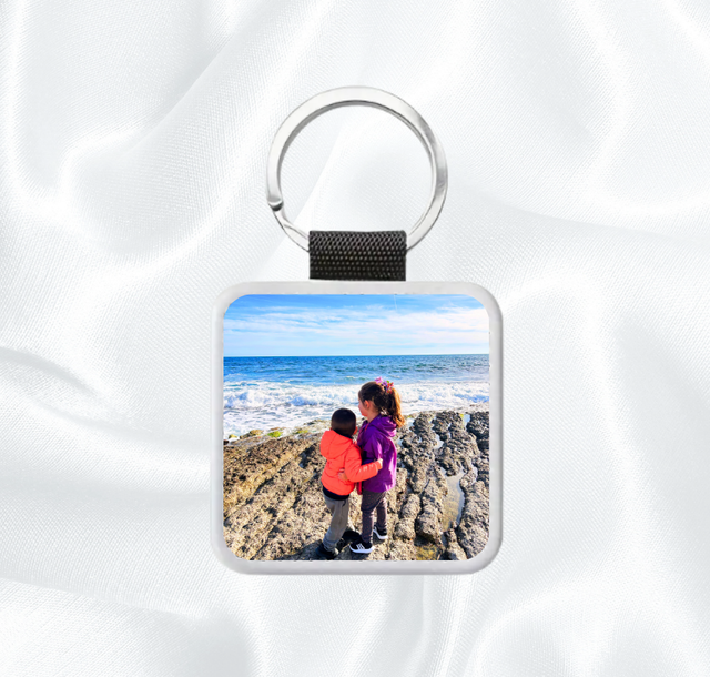 Porte clés photo en simili cuir