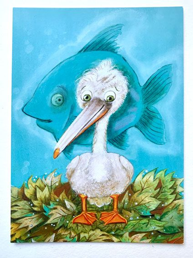 Böhm & Böhm - Postkarte "Schlauer Pelikan" / Postcard "Smart Pelican"
