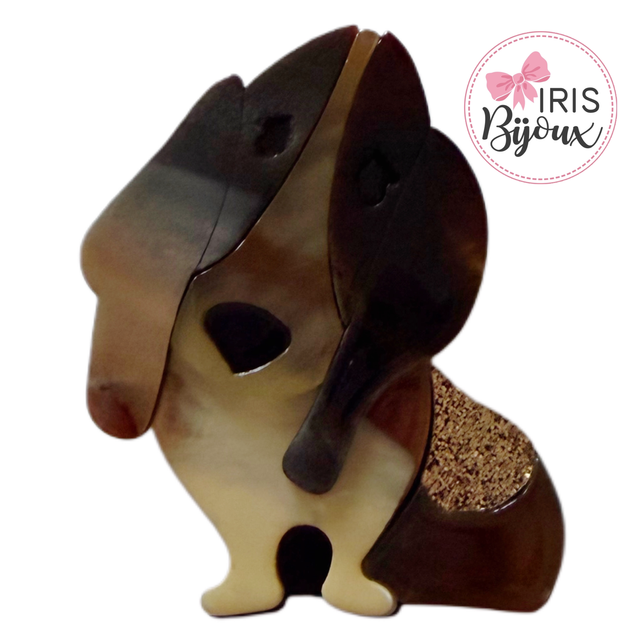 Spilla Basset Hound marrone 