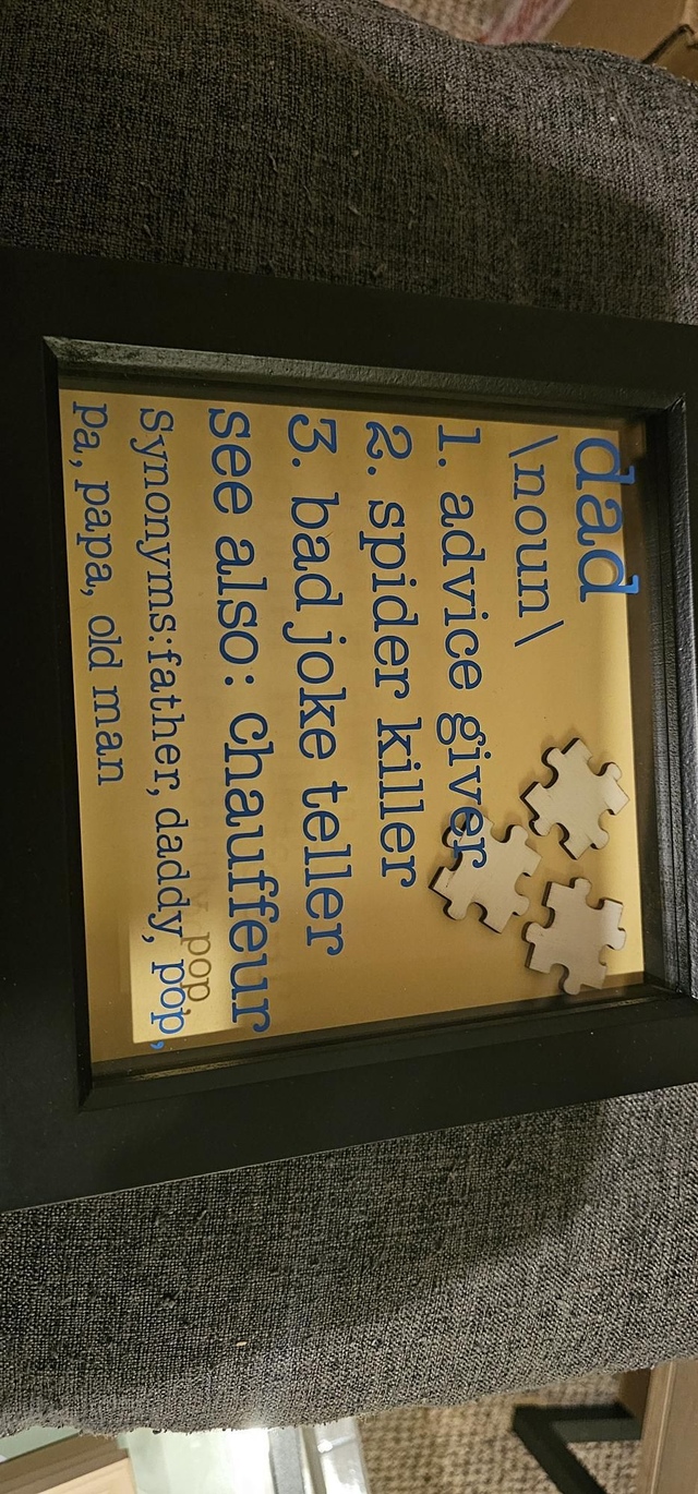 Dad box frame with puzzle pieces 