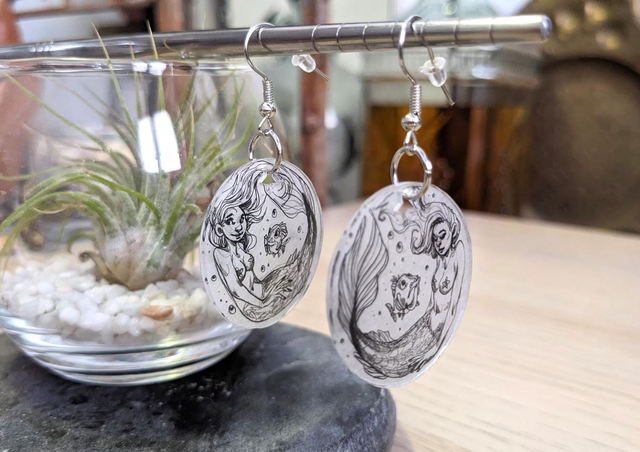 Sirène, boucles d&#039;oreilles, format moyen