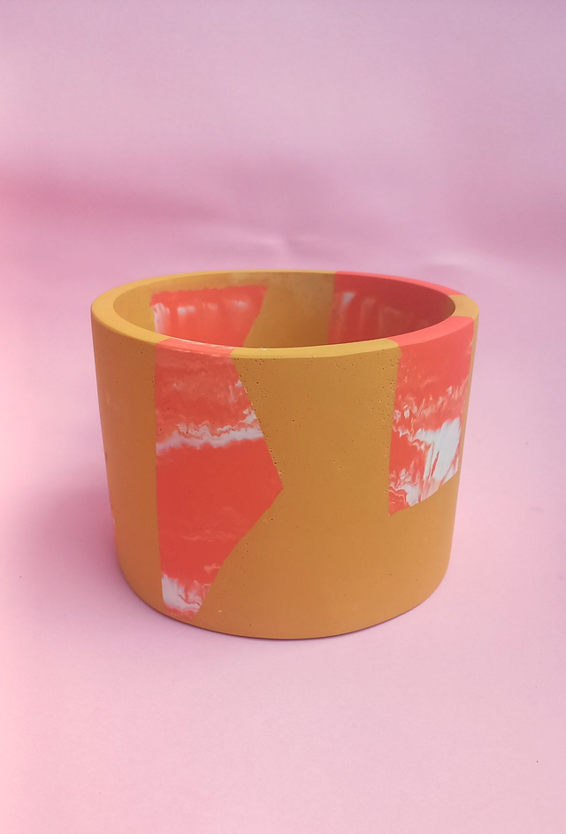  Osłonka na doniczkę, musztardowa doniczka, kolorowe lastryko