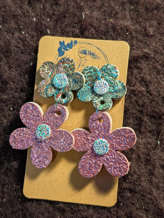 Boucles d'oreilles marguerite rose fleurie m608