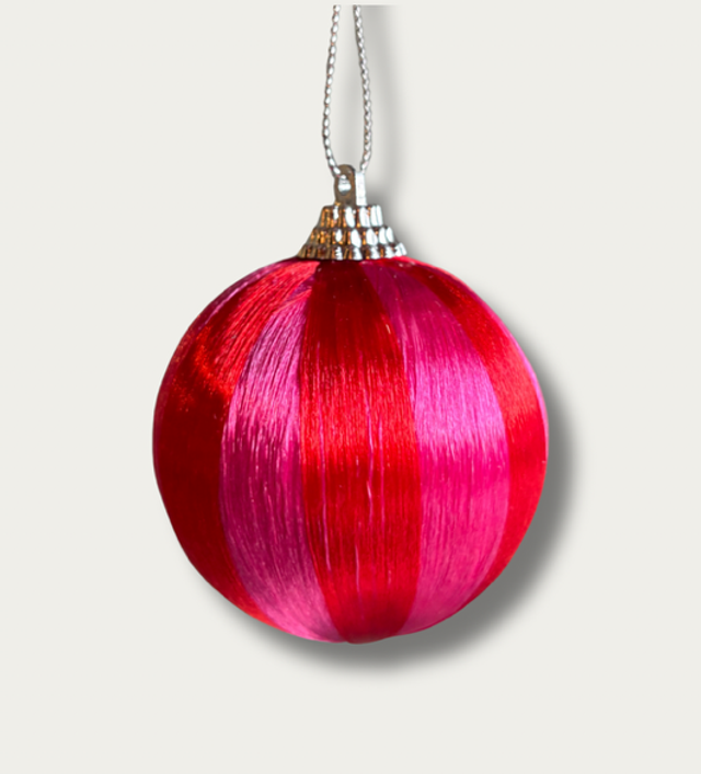 Striped Bauble - Red &amp; Pink