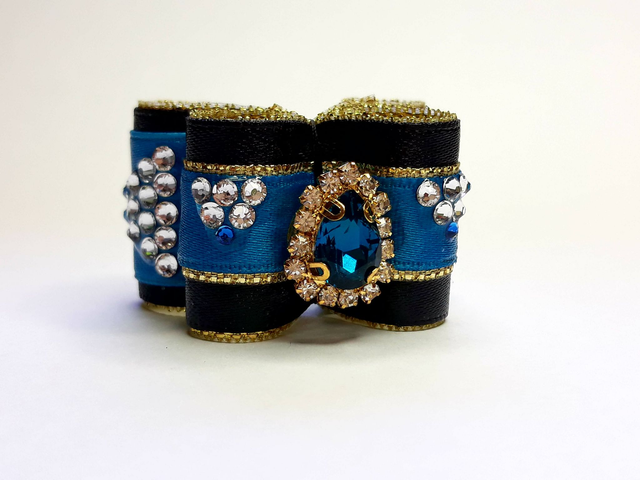 Noeud pour chien double coques-luxe-expo-strass