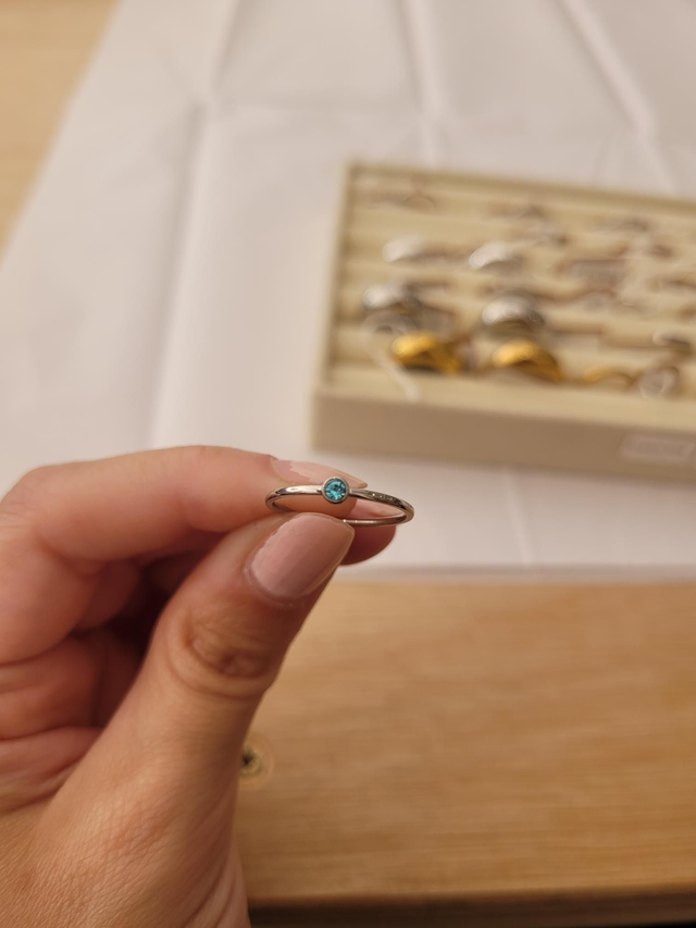 Stainless steel birthstone ring - December - Size J - SL-035