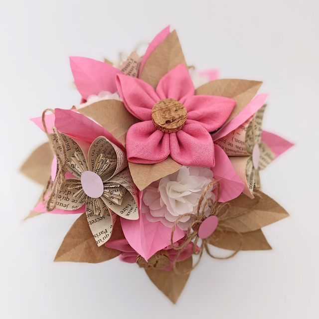 Bouquet Mariée Rose &amp; Kraft _ Petit Format 