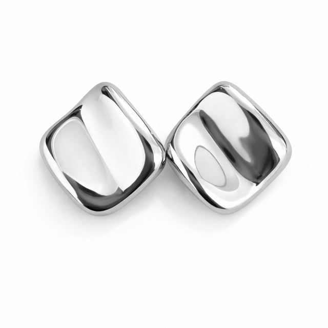 Pendientes acero plateado cuadrados 