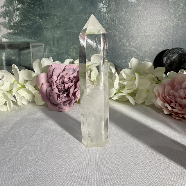 Blue needle quartz tower