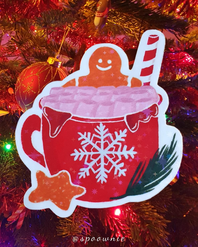 Stickers bonhomme de pain d'épices dans son Chocolat de Noël 