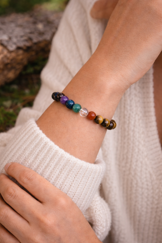 Bracelet Protection &amp; Équilibre | Œil de Tigre et 7 Chakras