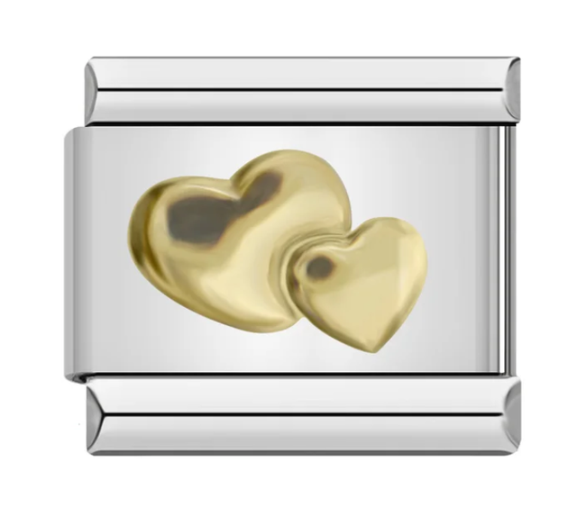 Charm 2 corazones dorados