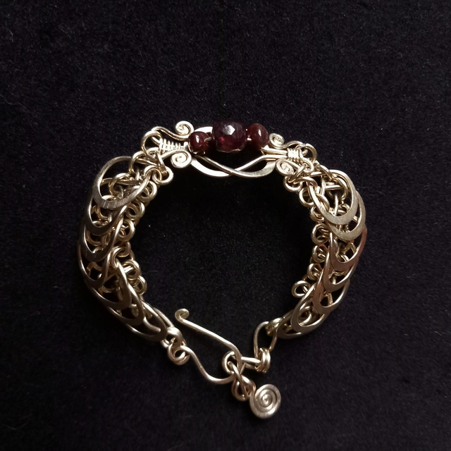 Bracelet 7 Maillechort & grenat