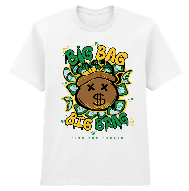 Big Bag Big Brag Rich And Rugged White Soft Spun Patterned T-Shirt