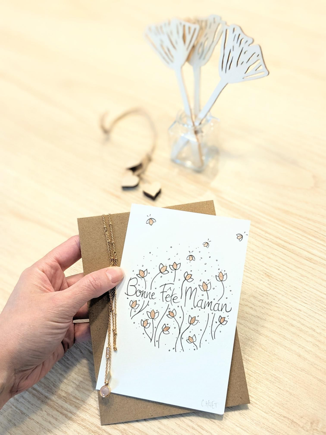 Carte originale "bonne fête maman" noir et doré, 10 modèles