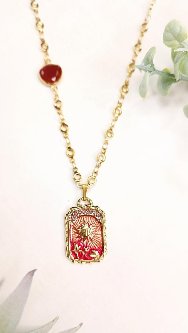 Collier SURYAH - Rouge rosée - Cornaline