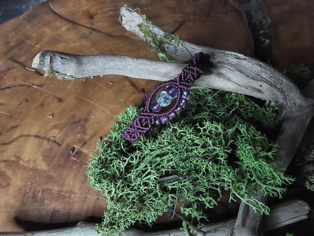 BRACELET MACRAME AUBERGINE