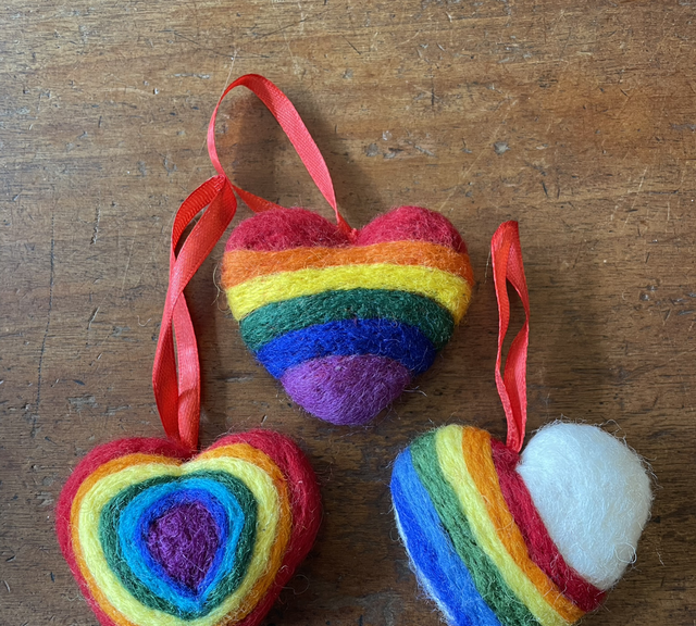 Felt Rainbow Hearts