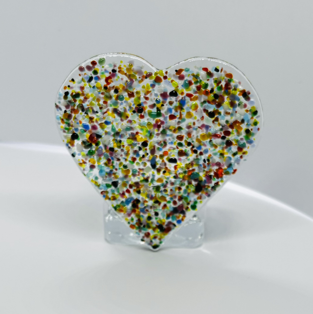 Frit Heart Tealight Holder (Various Colours)