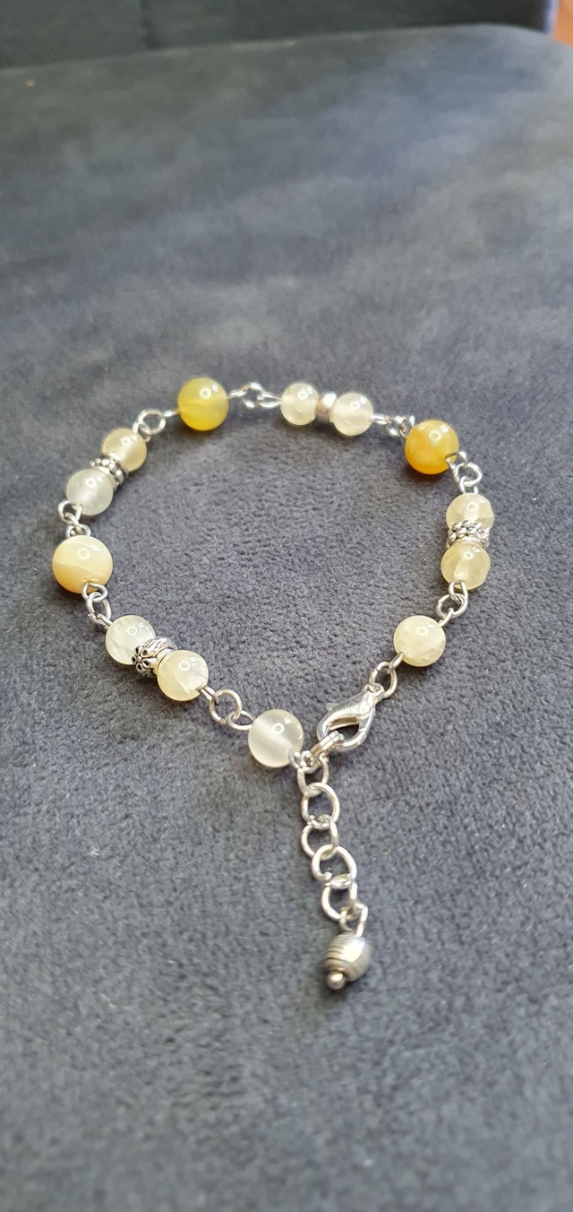 Bracelet acier inoxydable en Aragonite jaune 