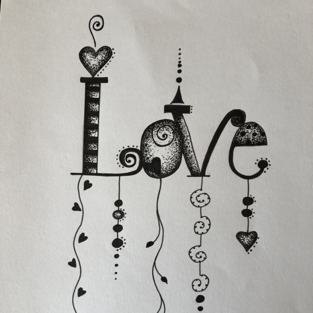 Lettering - love - 21 x 30 cm - encadrement 