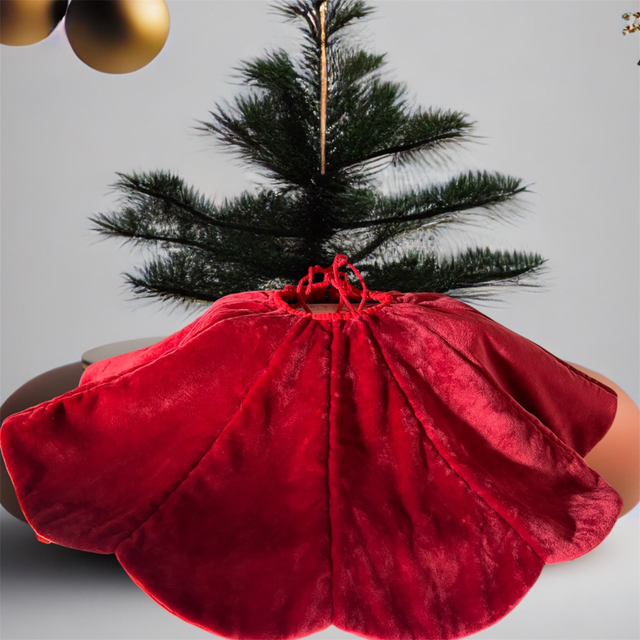 Jupe de sapin en velours rouge