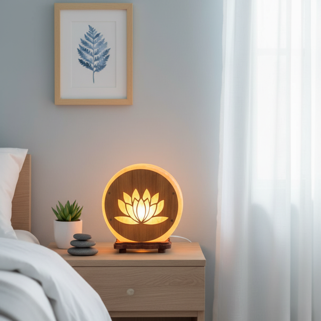 Lampe de Sel d&#039;Himalaya rose à frame - Lotus