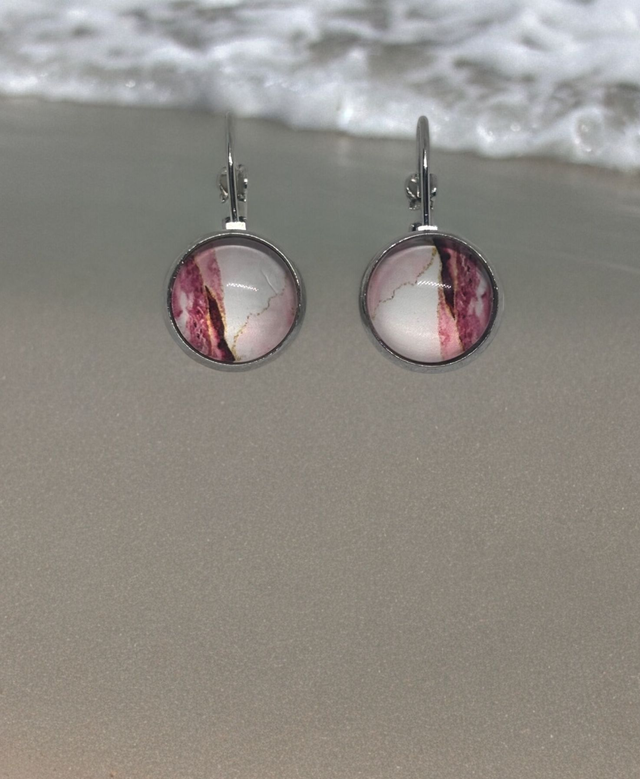 Boucles d'oreilles cabochon rose