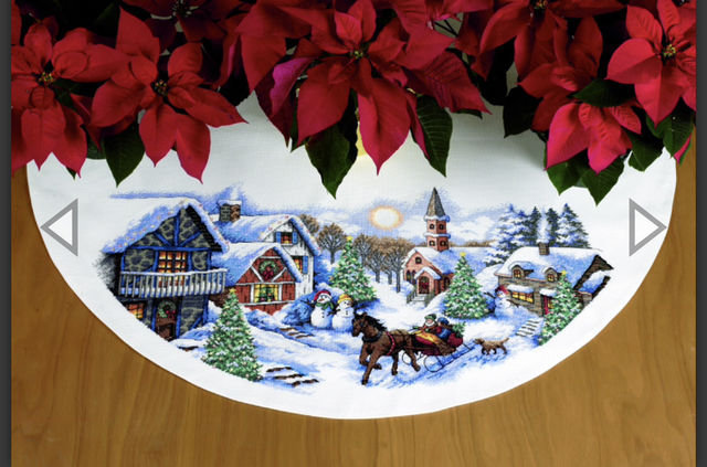 Counted Cross Stitch Kit: Tree Skirt: Sleigh Ride see