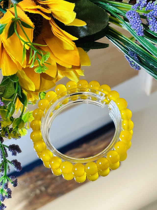 Gele Citrien Armband – Glanzende Gele Kralenarmband | Handgemaakt & Elastisch