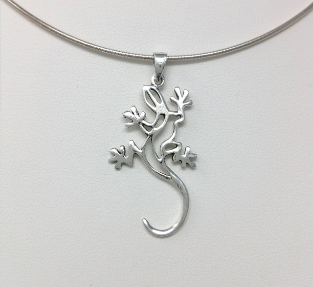 PENDENTIF AJOURE GECKO DE 35MM EN ARGENT 925/1000 VENDU SANS CHAINE - OSLPDS1805