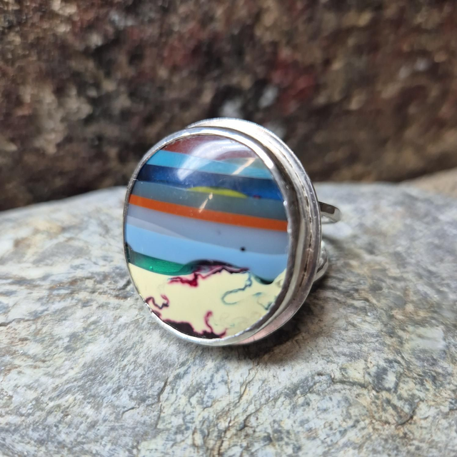 Size W Surfite and Sterling Silver Ring