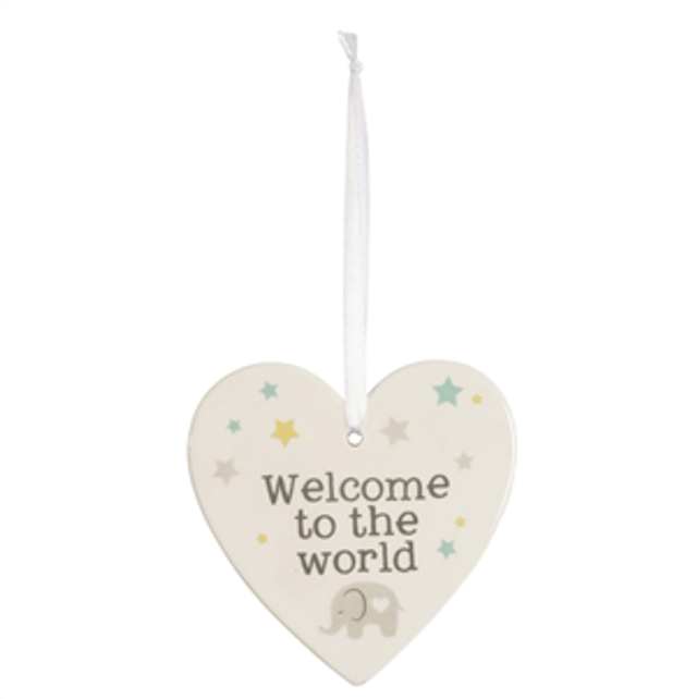 Welcome To The World - Ceramic Heart Sign
